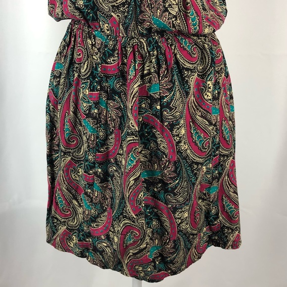 ✅ SOLD! Forever 21 Pink & Teal Paisley Print High Neck Dress - Size Medium - Picture 10 of 10